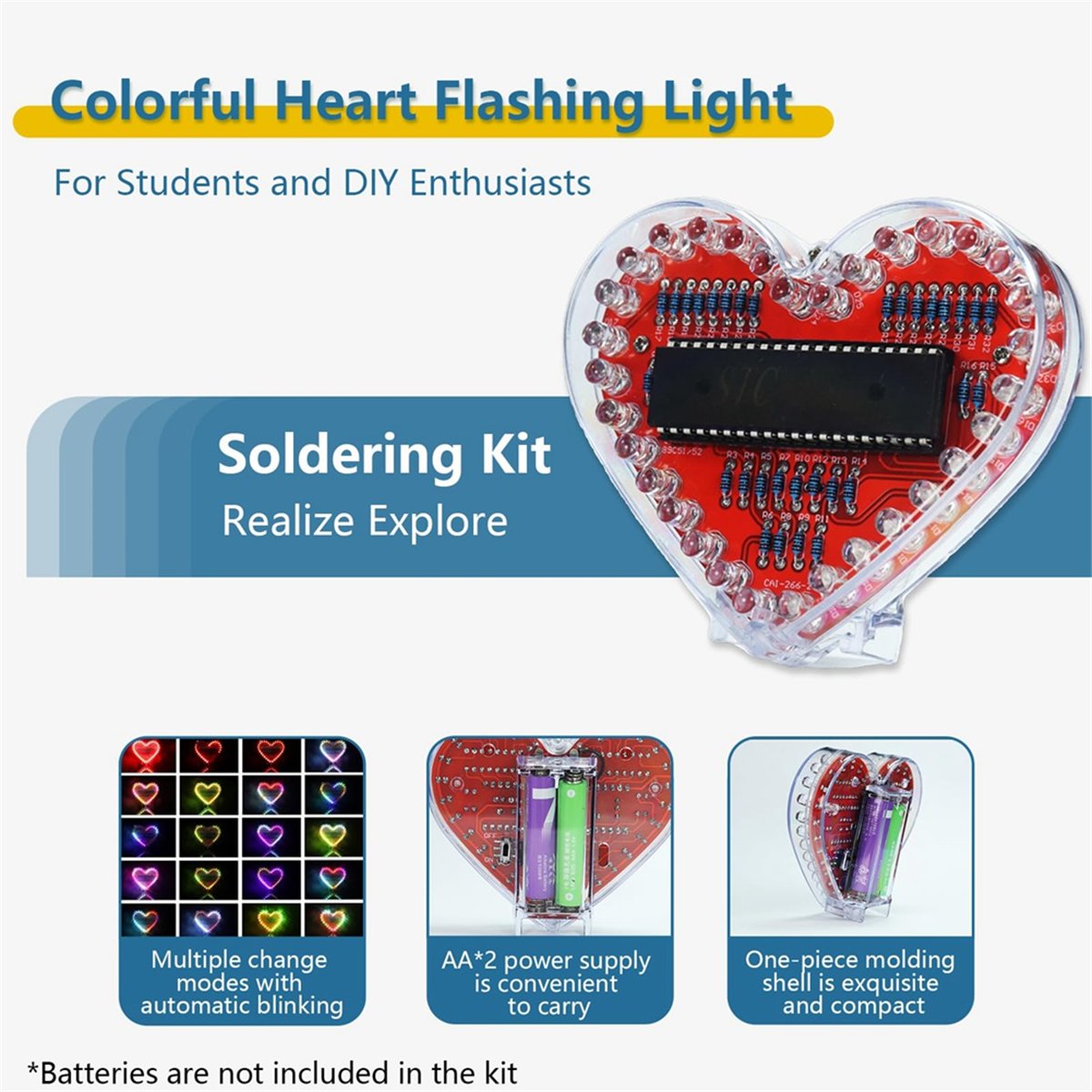 Diy Electronics Projects For Beginners - DT262/납땜 연습 키트, 하트 모양 LED