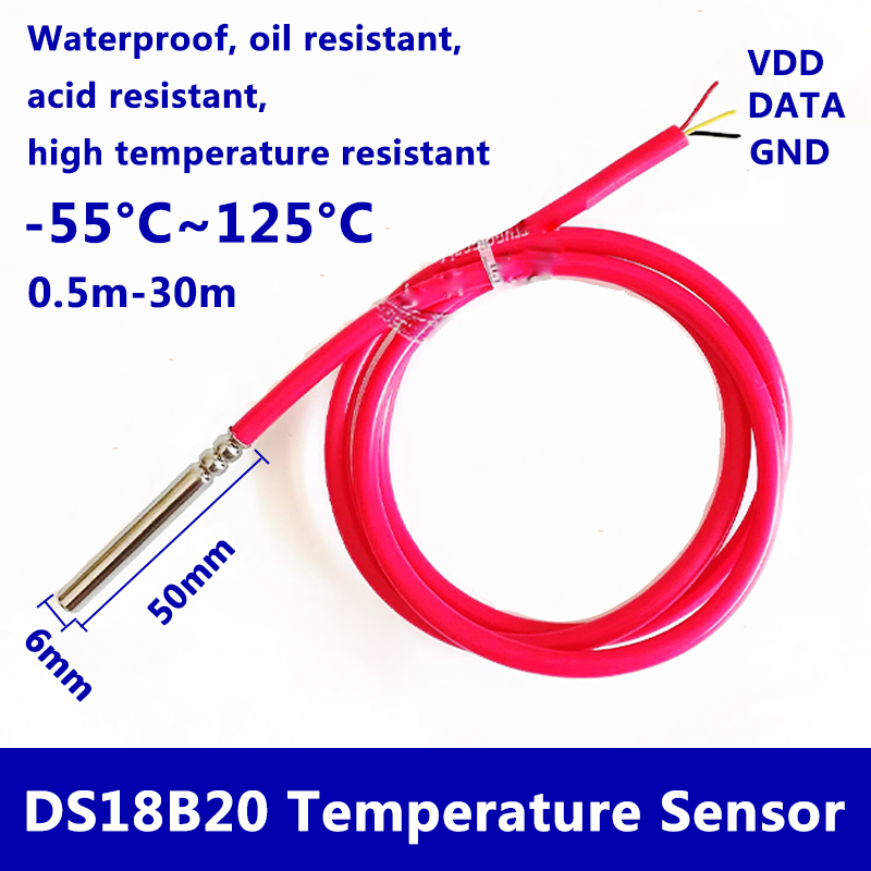 Ds18B20 Temperature Sensor - DS18B20 방수 디지털 온도 센서 6mm