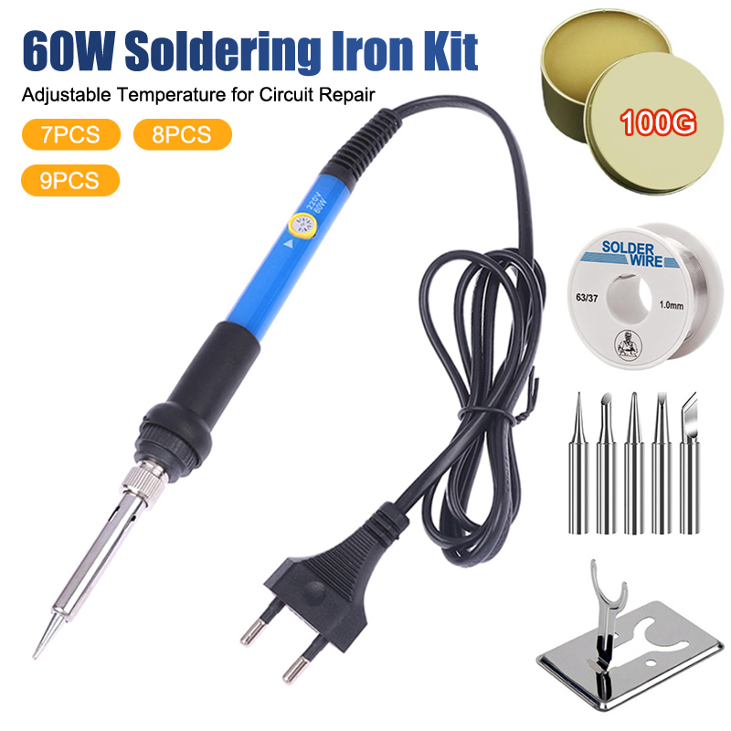조절 가능한 온도 220V 60W 전기 납땜 인두 키트 - Diy Electronics Repair Kit 리뷰 및 가격
