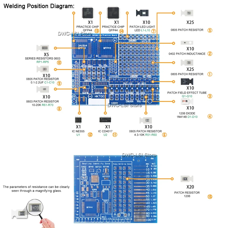 SMD/SMT 부품 납땜 연습 보드 전자 프로젝트 키트 - Diy Electronics Repair Kit 리뷰 및 가격