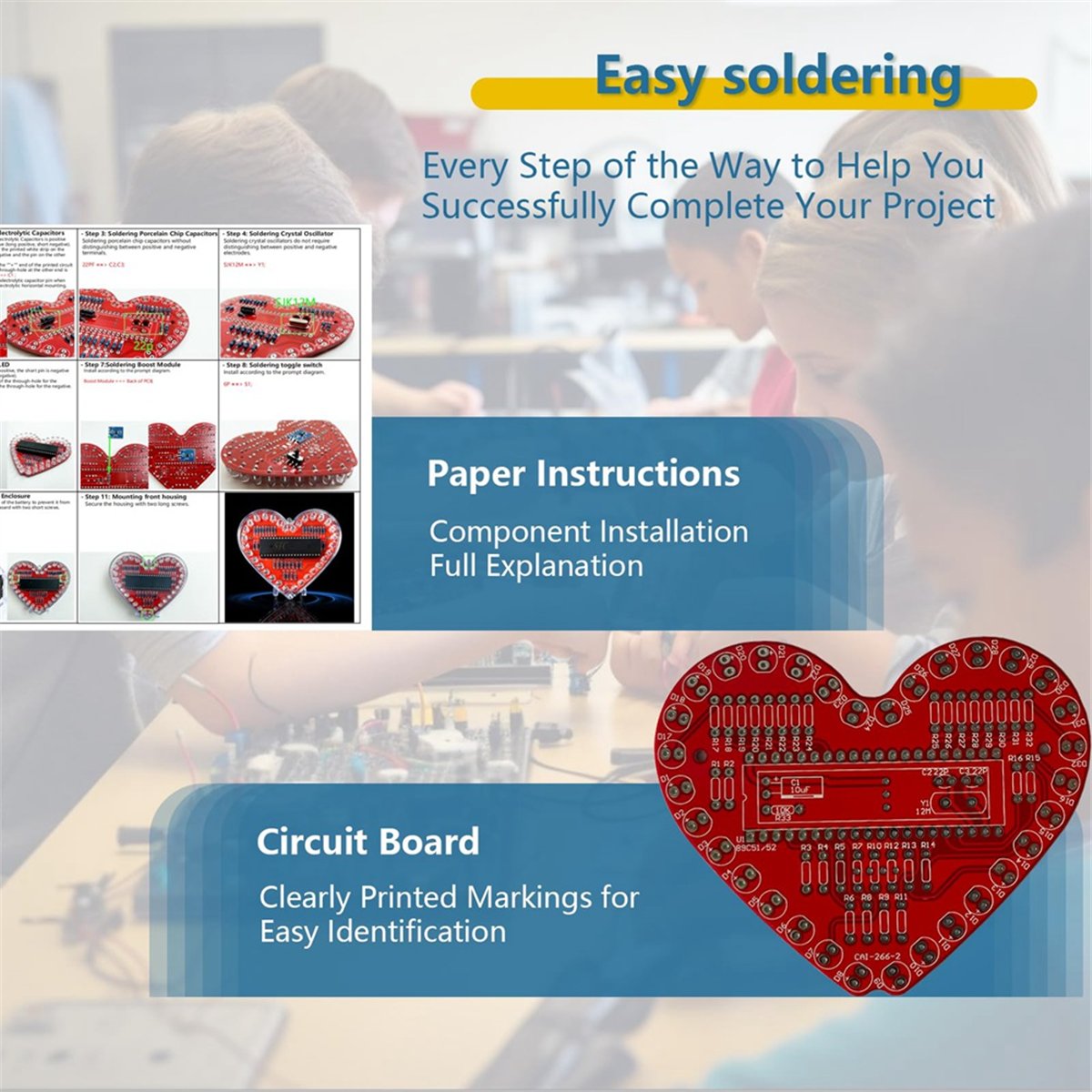 DT262/납땜 연습 키트, 하트 모양 LED 조명 납 - Diy Electronics Projects For Beginners 리뷰 및 가격